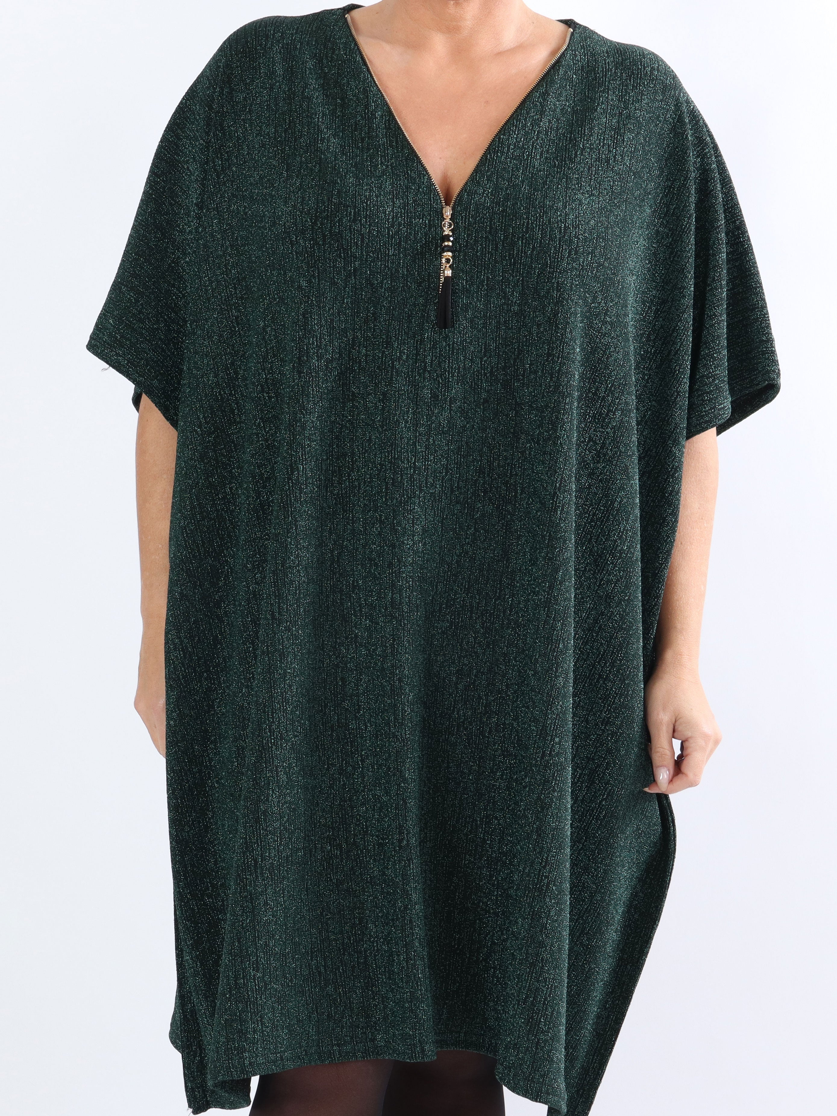 Mayte - Plus size glimmerkjole med lynlås